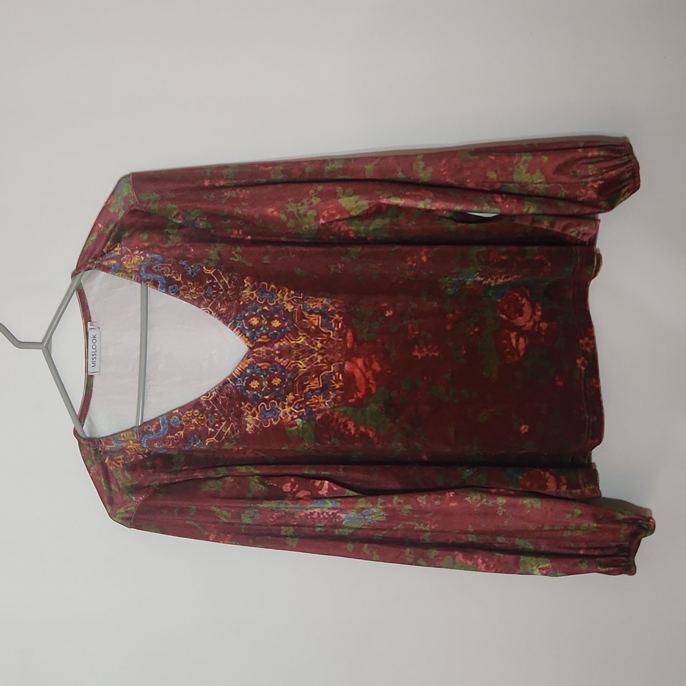 Red velvet Misslook top xl floral boho design